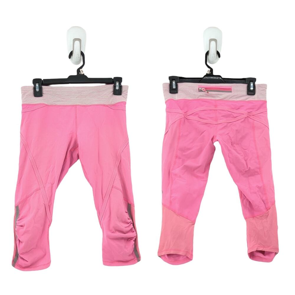 Lululemon Women 6 Run Pace Cropped Leggings Pinkelicious Wee Are From Space Pink